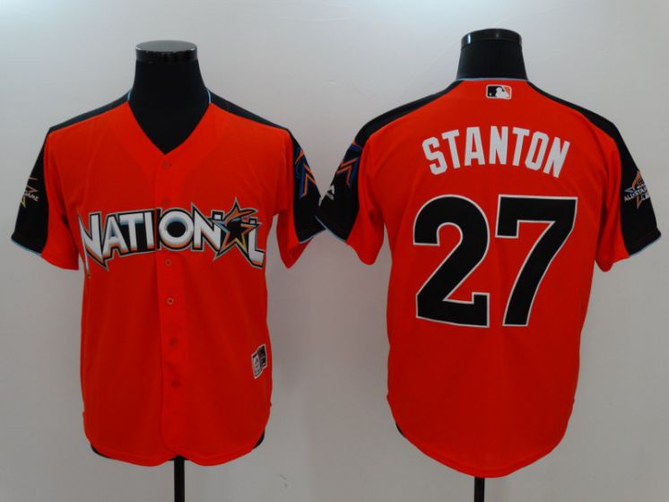 2017 MLB All-Star Miami Marlins #27 Stanton Orange Jerseys